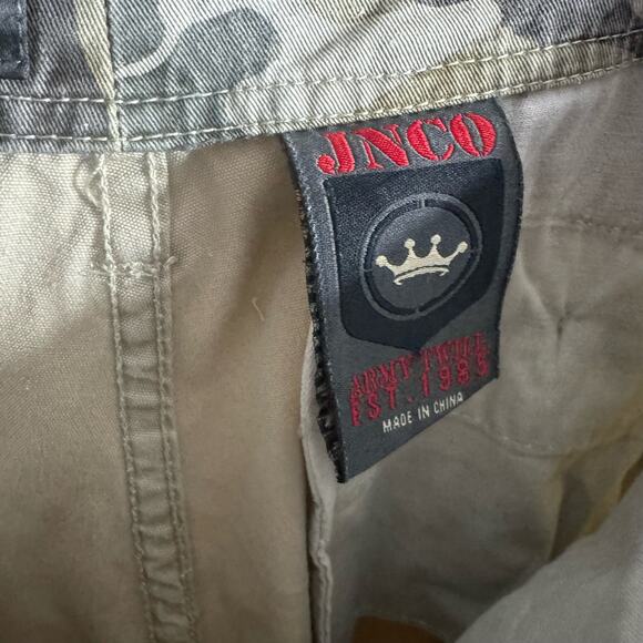 JNCO Jeans Khaki Cream Cargo Pants  Wide Leg Skater Raver Y2K Vintage 90s Sz. 18 - Picture 13 of 14